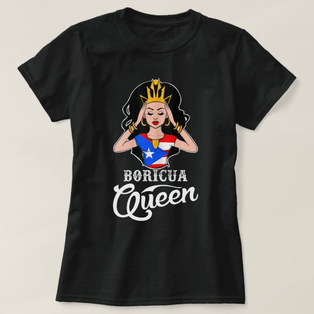 Camiseta Boricua Reina Puertorriqueña Cumpleaños De Las Muj (Diseño del anverso)