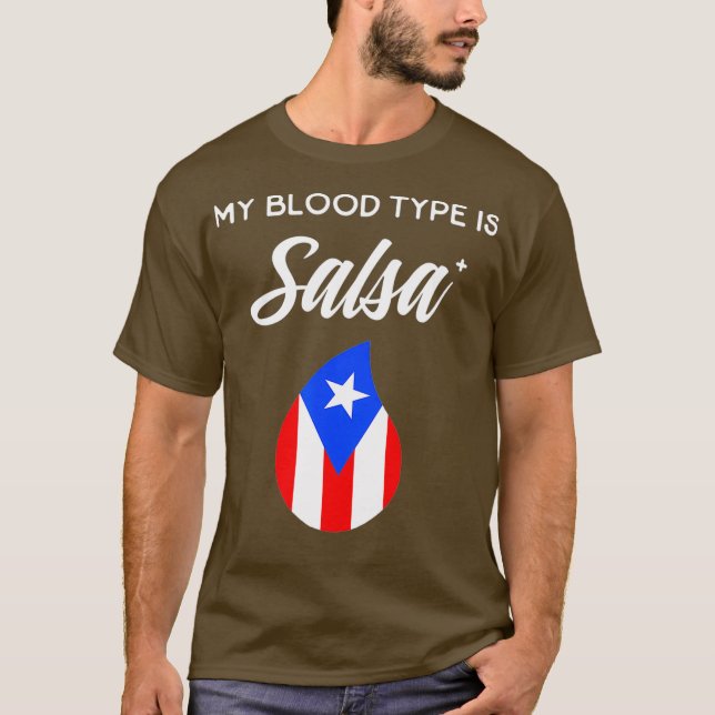 Camiseta Boricua Sangre Tipo Yehmj (Anverso)