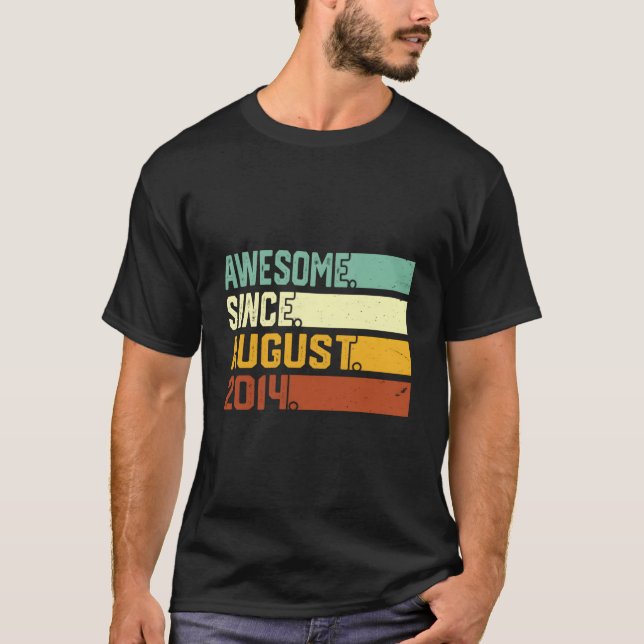 Camiseta Born 9Th 9 Years Awesome Since August 2014 (Anverso)