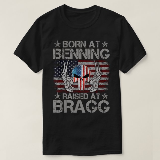 Camiseta Born At Ft Benning Raised Fort Bragg Airborne Vete (Diseño del anverso)
