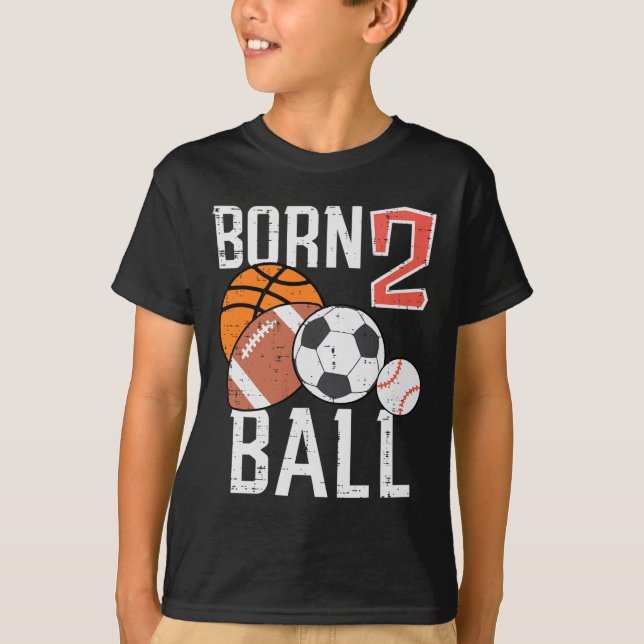Camiseta Born Basketball Football 2nd Birthday Toddler Boy  (Anverso)