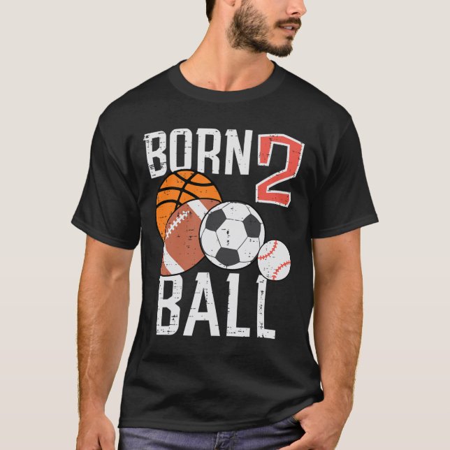 Camiseta Born Basketball Football 2nd Birthday Toddler Boy  (Anverso)