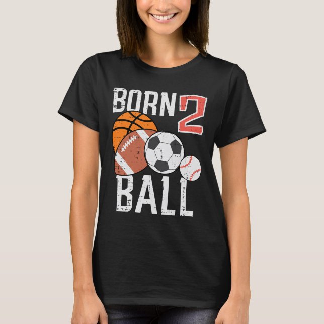 Camiseta Born Basketball Football 2nd Birthday Toddler Boy  (Anverso)