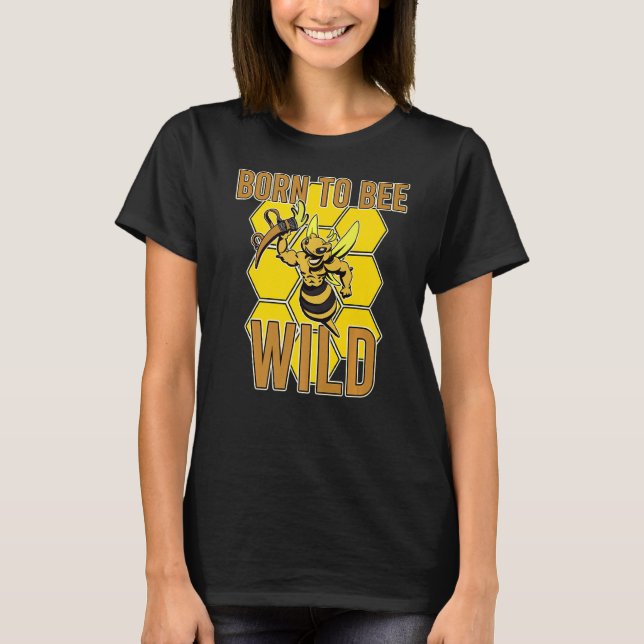 Camiseta Born Bee Wild Yellow Insect Farmland Honeybee Hone (Anverso)