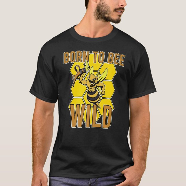 Camiseta Born Bee Wild Yellow Insect Farmland Honeybee Hone (Anverso)