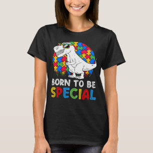 Camiseta Born Especial Trex Puzzle Dino Boys Autism Awarene