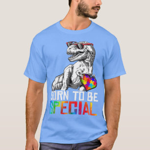 Camiseta Born Especial Trex Puzzle Dino Boys Autism Awarene