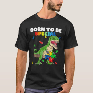 Camiseta Born Especial Trex Puzzle Dino Boys Autism Awarene