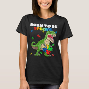 Camiseta Born Especial Trex Puzzle Dino Boys Autism Awarene