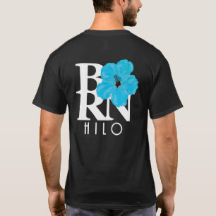 Camiseta BORN Hilo Hawaii Blue Hibiscus (impresión posterio
