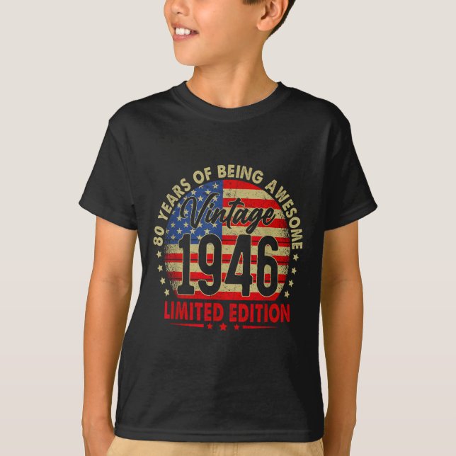 Camiseta Born In 1946 Limited Edition 80th Birthday 80 Year (Anverso)