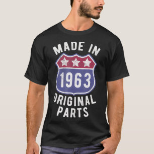 Camiseta Born In 1963 Vintage Made In 1963 Original Parts B