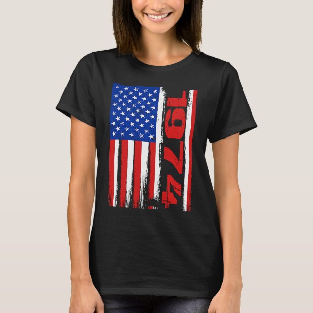 Camiseta Born in 1974 US Flag Patriotic Veterans Day 4th Of (Anverso)