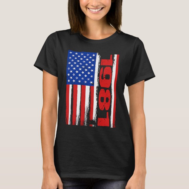 Camiseta Born in 1981 US Flag Patriotic Veterans Day 4th Of (Anverso)