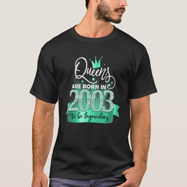 Camiseta Born in 2003 I Black Turquoise Party Outfit & Acce (Anverso)