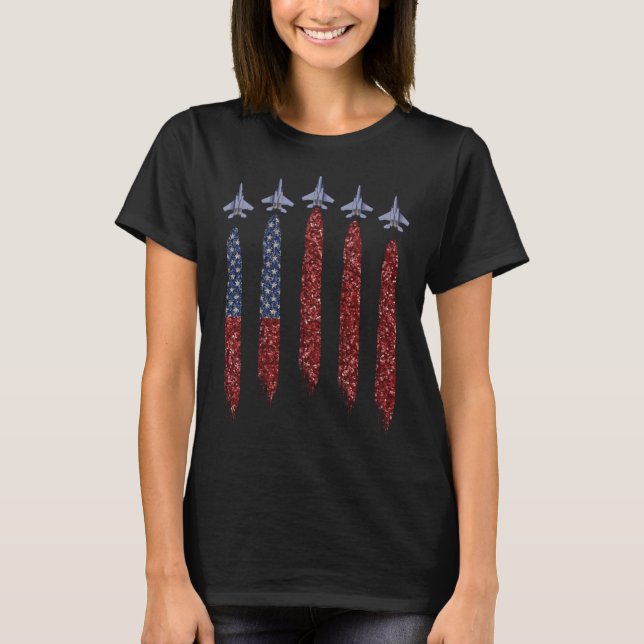 Camiseta Born In The Usa Eagle Usa Flag Airplane 4Th Of Jul (Anverso)