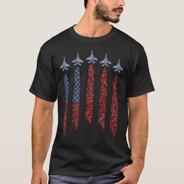 Camiseta Born In The Usa Eagle Usa Flag Airplane 4Th Of Jul (Anverso)