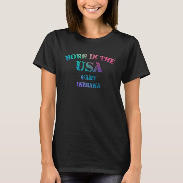 Camiseta Born in the USA Gary Indiana distressed look desig (Anverso)