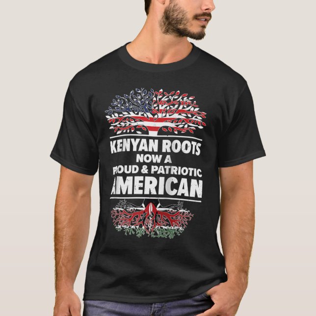 Camiseta Born Kenyan Kenya American USA Citizenship Raglan  (Anverso)