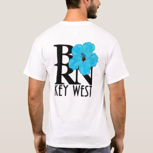 Camiseta BORN Key West Blue Hibiscus (impresión posterior)