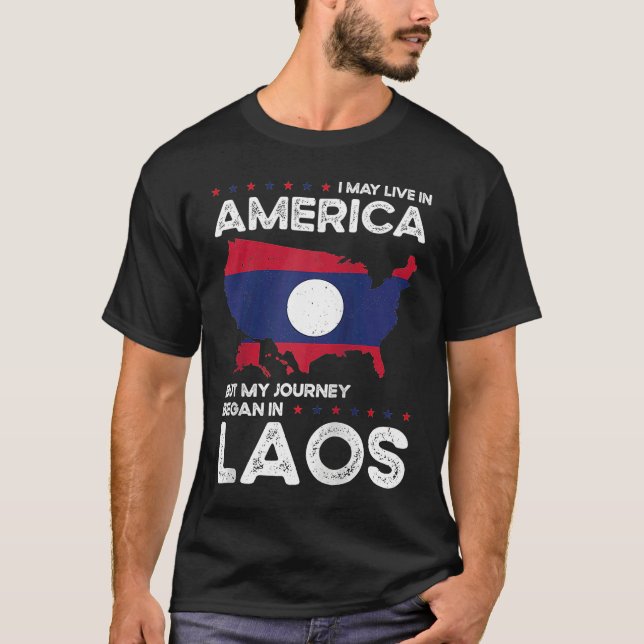 Camiseta Born Laotian Laos American USA Citizenship Raglan  (Anverso)