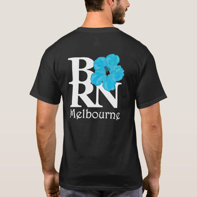 Camiseta BORN Melbourne Blue Hibiscus (impresión trasera) (Reverso)