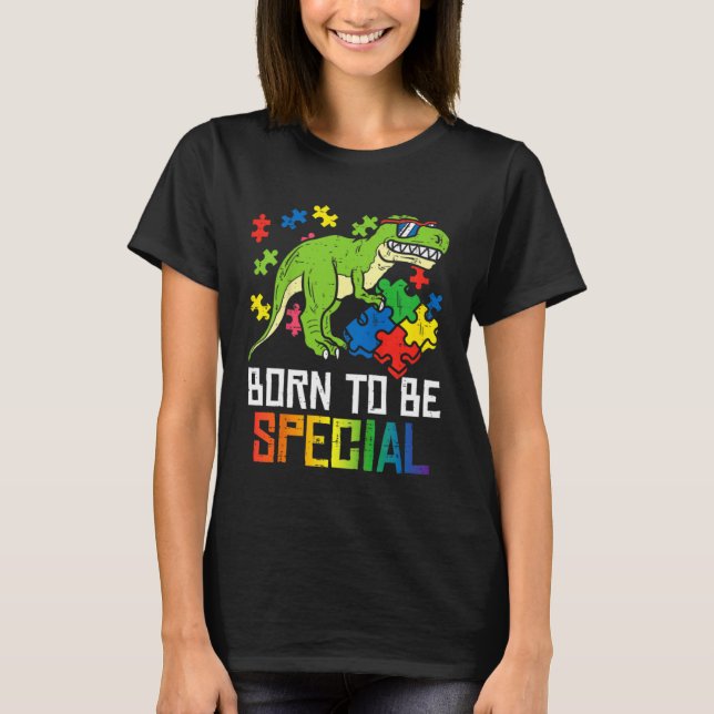 Camiseta Born Special Dinosaur Kids Boys Toddler Autism Awa (Anverso)