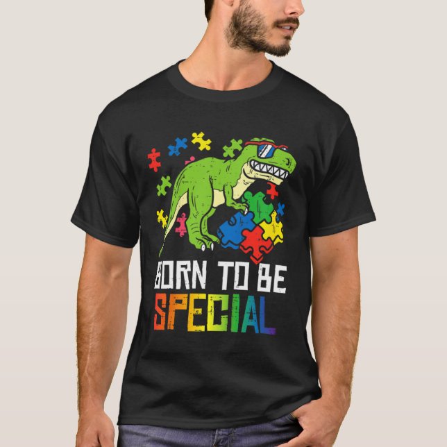 Camiseta Born Special Dinosaur Kids Boys Toddler Autism Awa (Anverso)