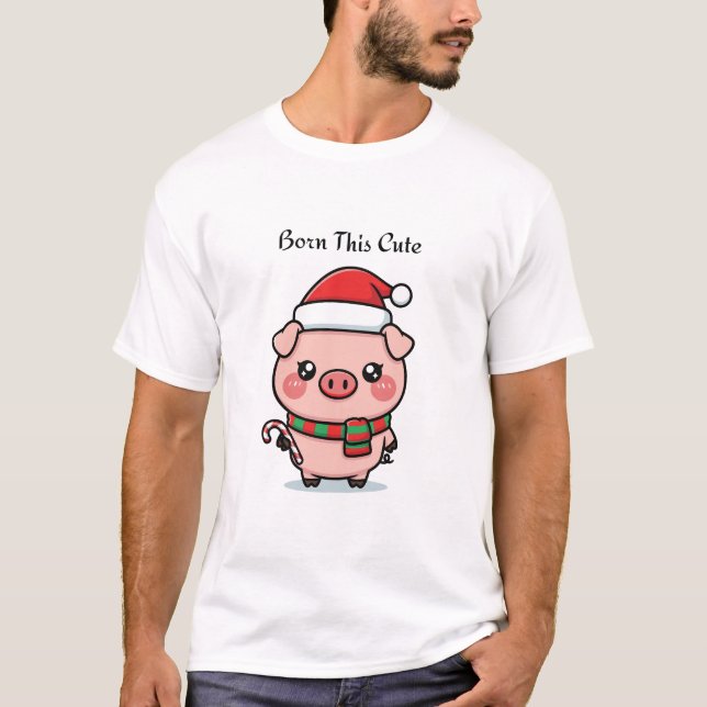 Camiseta Born This Cute | Cute Mini Pig Graphic T-Shirt (Anverso)