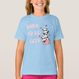 Camiseta Born to Be Cute – Adorable Panda Stack Kids