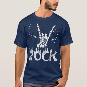Camiseta Born To Be Rock Star Skeleton Hand Horns Music Ro