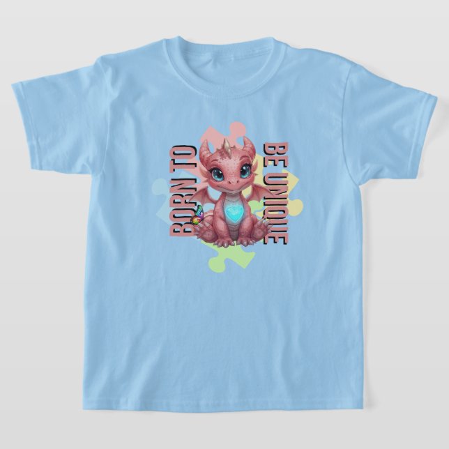 Camiseta Born to Be Unique Cute Pink Dragon– Inspirational  (Distribución)
