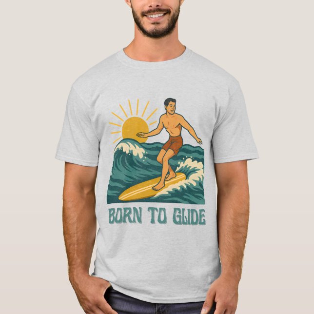 Camiseta Born To Glide Cali Surfer -Retro Surf Art- Surfing (Anverso)