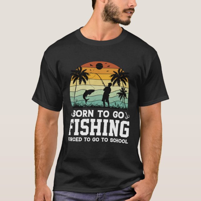 Camiseta Born To Go Fishing Bass Fish Fisherman Boys Kids (Anverso)