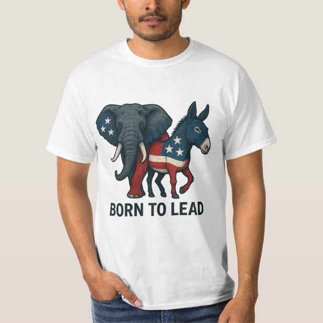 Camiseta Born To Lead – Elephant & Donkey Patriotic Design (Anverso)