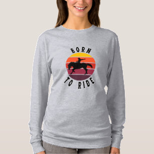 Camiseta Born to Ride - Retro Sunset Horseback Riding Desig