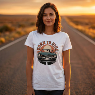 Camiseta Born to Ride Vintage Car Sunset Tee