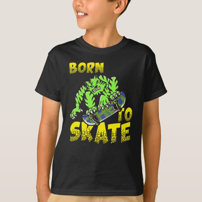 Camiseta BORN TO SKATE - Tiger Cat On Skateboard (Anverso)