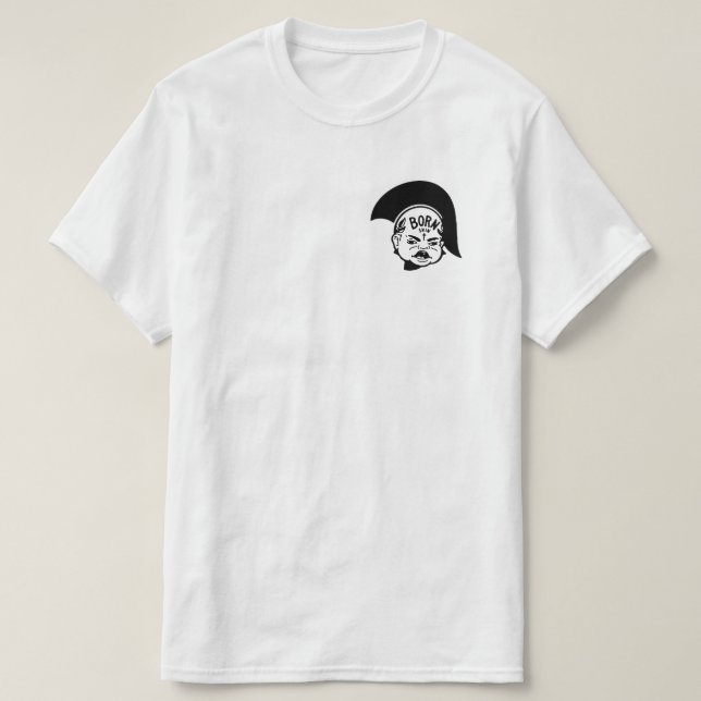 Camiseta Born Trojan Skinhead Cry Baby Tattoo-Design B/W (Diseño del anverso)