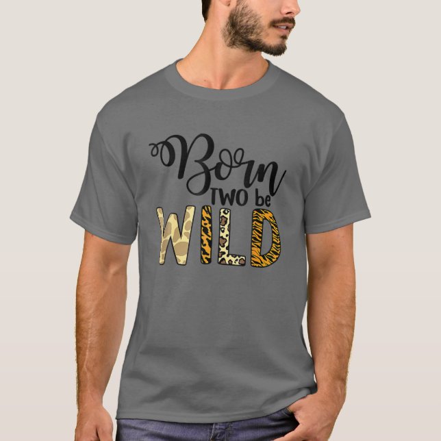 Camiseta Born Two Be Wild 2Nd Birthday Zoo Animals Nature T (Anverso)