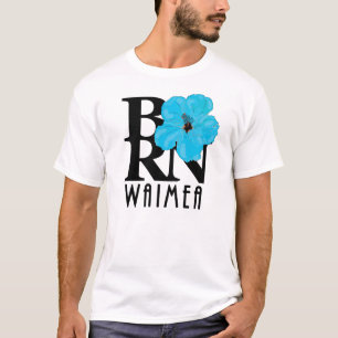 Camiseta BORN Waimea Blue Hibiscus (huella frontal)