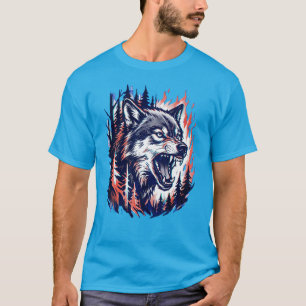 Camiseta Born Wild Wolf – Gráfico de Animal de Bos