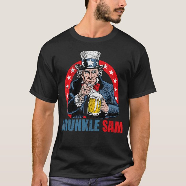 Camiseta Borracho Sam Funny 4 De Julio Tío Sam Usa Beer D (Anverso)