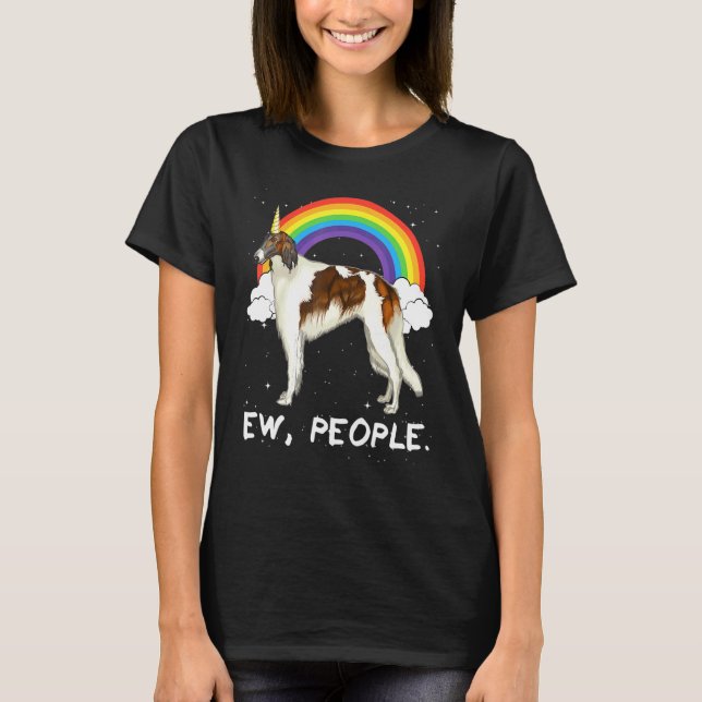 Camiseta Borzoi Arcoíris Ew Personas Unicornio Perro (Anverso)
