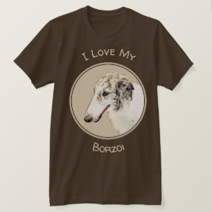 Camiseta Borzoi (Brindle plateado) Pintura original de arte