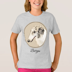 Camiseta Borzoi (Brindle plateado) Pintura original de arte