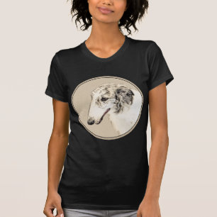 Camiseta Borzoi (Brindle plateado) Pintura original de arte