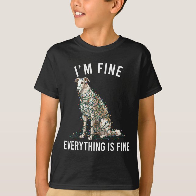 Camiseta Borzoi Christmas I'm Fine Everything Is Fine  (Anverso)
