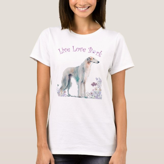 Camiseta Borzoi Dog Mom Floral (Anverso)