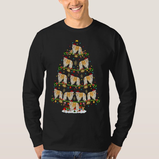 Camiseta Borzoi Dog  Xmas Santa Borzoi Christmas Tree (Anverso)